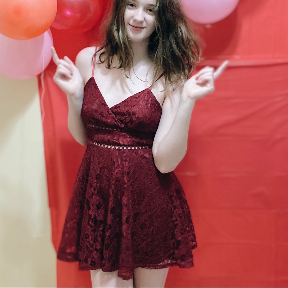 Red mini dress. Great for dances!